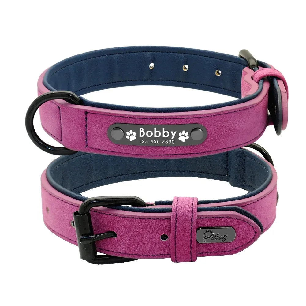 personalised suede-texture dog collar