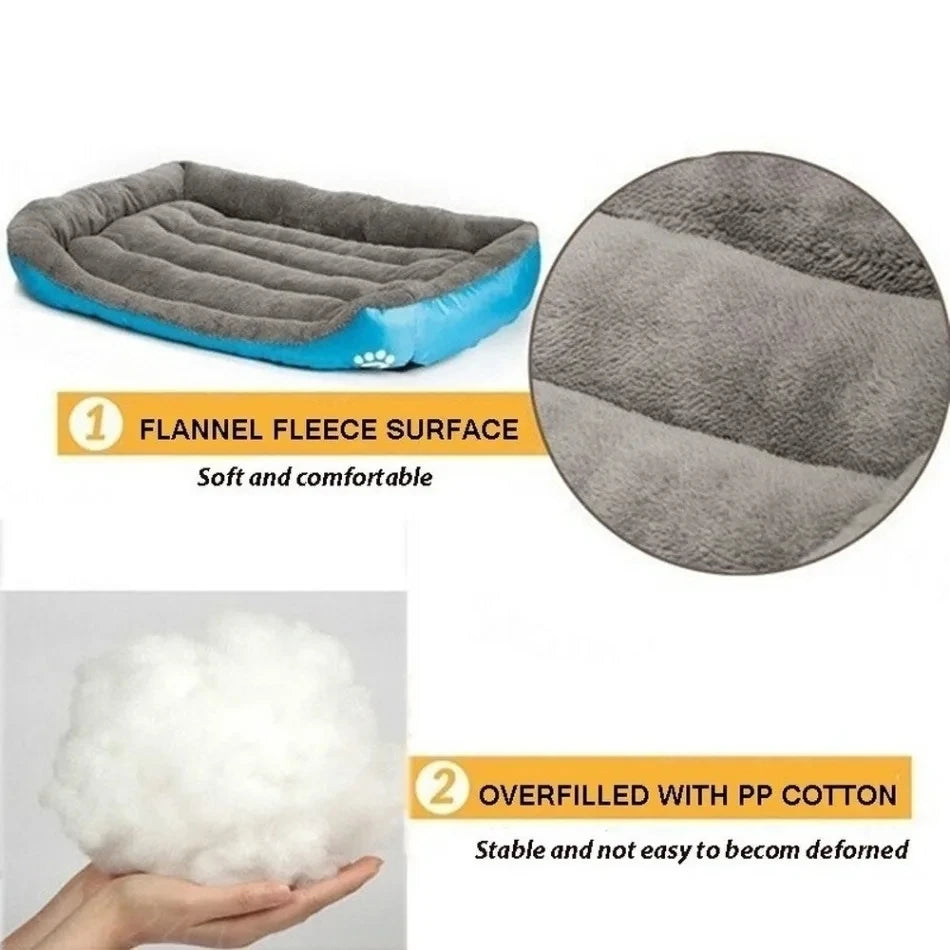 Gray flannel fleece dog bed with soft surface and overfilled PP cotton filling for comfort