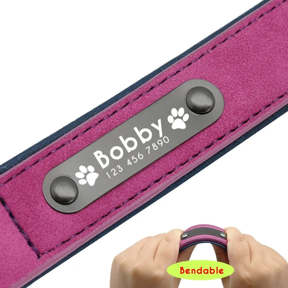 personalised suede-texture dog collar